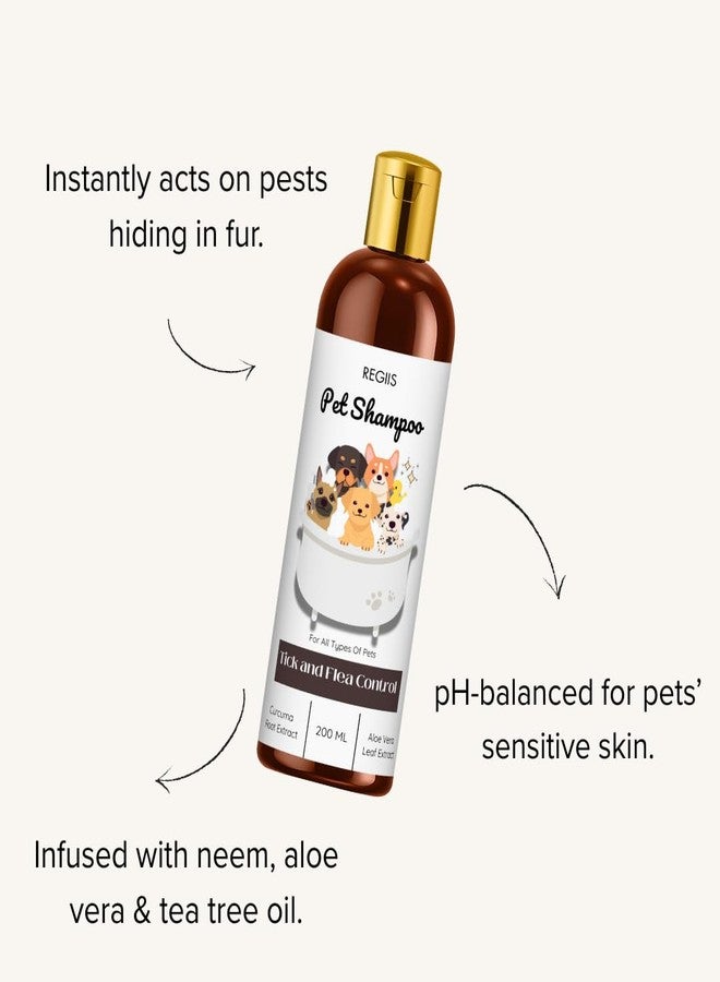 REGIIS Pet Shampoo with Tick and Flea Control, Natural Ingredients with Curcuma Root and Aloe Vera Extract, 200ml, for All Types of Pets(Pack of 3) - Image 3